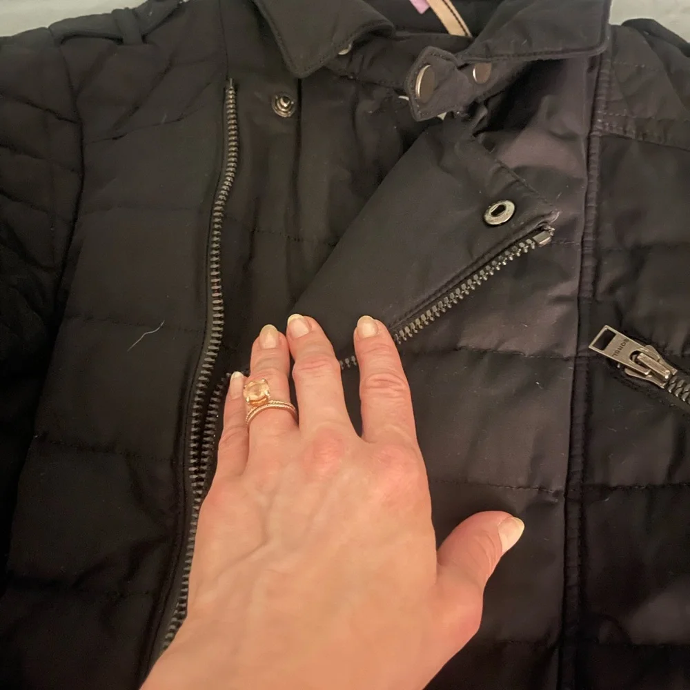 Sorel black goose down moto jacket. - Picture 2 of 16
